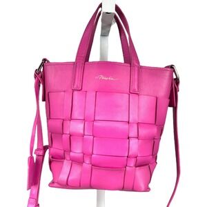 3.1 Philip Lim Odita Mini Lattice Leather Bucket Bag Pink Crossbody Tote